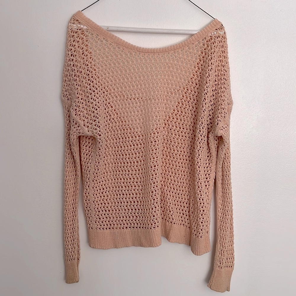 Victoria’s Secret Pink Crochet Off the Shoulder Sweater with Low Back